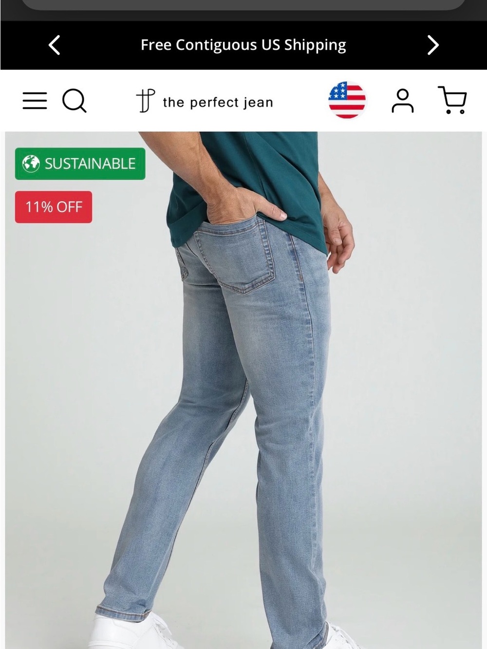 The Perfect Jean - Light Wash Slim Jeans - Light Blue 34 x 32 - Picture 7 of 9
